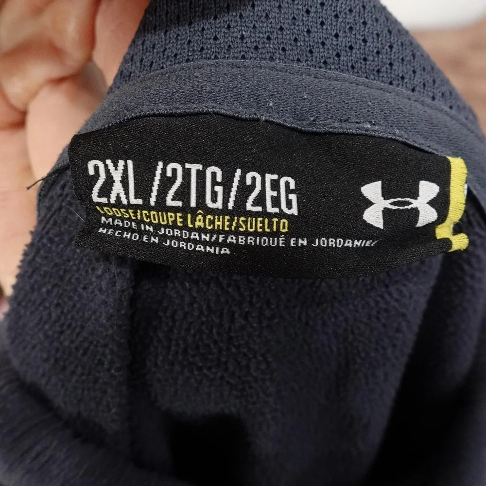 Under Armour Hoodie Mens 2XL Blue Pullover Fleece Logo Kangaroo Pocket Hooded